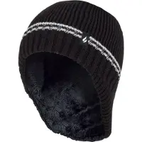 Heat Holder Jongens Patrol Rib pomponmuts met pompons - Zwart