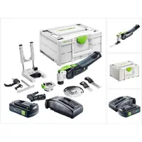 Festool VECTURO OSC 18 E-Basic Set snoerloos oscillerend gereedschap 18 V Starlock Max Brushless + 1x accu 3.0 Ah + lader + 7-delige accessoireset + systainer