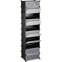 Relaxdays schoenenrek 10 etages - grote schoenenkast - klikverbinding - ruimtebesparend zwart