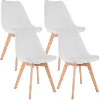 CLP Linares (set van 4 stuks) - kunststof, natuurlijke houten poten - Wit