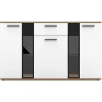 AX Living Formilo dressoir/commode, ambachtelijk eikenhout, wit, mat, 140,4 cm