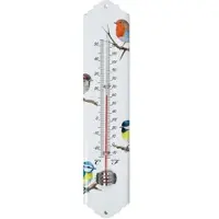 Homescapes binnen- en buitenthermometer wit met vogelmotief