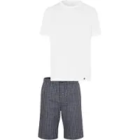 Hanro Pyjama kort 'Night & Day' donkergrijs / wit
