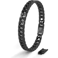 SERASAR | Premium roestvrijstalen armband voor heren [Cubaans] | 316L chirurgisch staal | Waterdicht | Veilige sluiting | Zwart, 17 cm | Inclusief sieradendoosje
