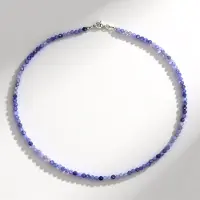 Cavill - Elegante 925 Sterling Zilver Ketting met Facet Geslepen Blauwe Tanzaniet Kralen - 50,431 ct - Rhodium Afwerking - Dames Sieraad - 45 cm