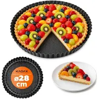 Kadax Tartevorm "Prung", taartvormen voor kleine taarten, gemaakt van verzinkt metaal met een anti-aanbaklaag, 28 cm, zwart