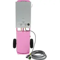 MonsterShop Draagbare paardendouche met Roze trolley, 18L tank, 10m slang.