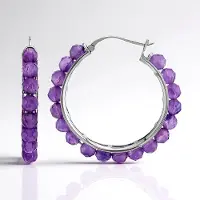 Cavill - Oorbellen 925 Sterling Zilver met Platina Coating - Zambia Amethist 16,25 Ct - Lichtgewicht Elegante Paarse Hoepel Sieraden