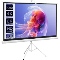 HOMCOM Projectiescherm Kunststof, Metaal 200L x 8B x 118H cm Wit