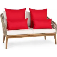 Anna's Collection Bank/tuin kussens set - binnen/buiten - 4x stuks -rood - In 2 formaten laag/hoog - Sierkussens