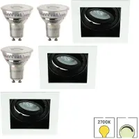 Lybardo - Inbouwspots 3-pack - Kantelbaar + LED Spot 5.5W - Dimbaar - Warmwit Licht