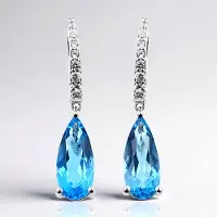 Cavill - Oorbellen 925 Sterling Zilver - Gerhodineerd - Marambaia Peervormige Topaas 4,716 ct - Zirkoon Pavé 0,428 ct - Elegant Druppel