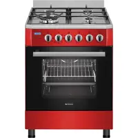 Wiggo WO-E639R(RX) - Vrijstaand Gasfornuis - 4 pitten - 60 cm - 66 Liter - Rood Rvs