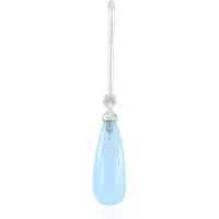 Cavill - Zilveren Hanger - 925 Sterling Zilver Geplatineerd - Blauwe Onyx 7,7 Karaat - Briolette Cabochon - Elegant Sieraad Dames