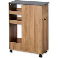 Kesper serveerwagen, hoekplank, bruin, houtdecor – 60x25x86 cm – met afvalbak en wielen – smalle keukentrolley voor afval, voorraad en opbergruimte – 2485113