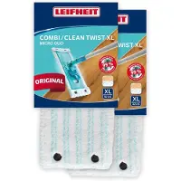 Leifheit Set van 2 vervangingsdoeken CLEAN TWIST XL/Combi XL 42 cm micro duo, de allrounder voor alle vloeren