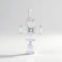 Cavill - Hanger 925 Sterling Zilver Geplatineerd - 5x Welo Opaal Druppel 1,886 Ct - Peervorm - Ethiopische Edelstenen - Kleurrijk Sieraad