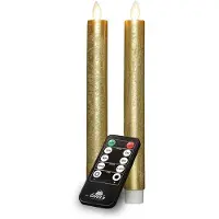 Anna's Collection Oplaadbare dinerkaars 23 cm | Goud | Bewegende vlam | 2 stuks