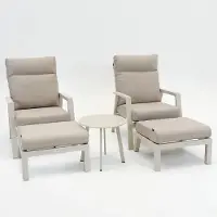 Lesli Living Loungeset Ohio Crème met 2 down town voetenbankjes en tafeltje