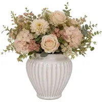 Mega Collections bloempot / plantenpot Roma - wit - terracotta - 24 x 24 cm - klassiek - stijlvol