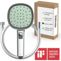 INSTMAIER Cleo - Handdoucheset - Douchekop en bijpassende doucheslang van 1,5 m - Zwart / Indigo - Zelfreinigend - iF Design Award