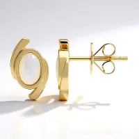Cavill - 375 Geelgouden Oorbellen - Coober Pedy Opaal 0,48 ct - Ovale Cabochon - Elegante Australische Opaal Sieraden Dames