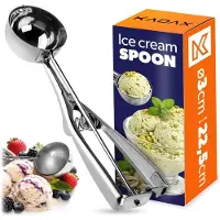 Kadax IJsschep van roestvrij staal, ijslepel met hendel, 5,5 cm, kogeluitsteker voor ijs, ijsballen, aardappelpuree, gehaktballen, fruit, deeg, portioneerder met tanggreep