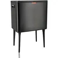 Discountershop Prullenbak 35 Liter met Push Deksel – Afvalbak op Poten – Zwarte Vuilnisbak Keuken – Modern Design – Verhoogde Prullenbak