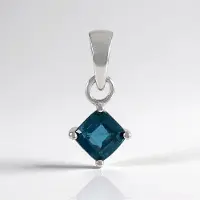 Cavill - Zilveren Hanger - 925 Sterling Zilver Gerhodineerd - Petrol Kyaniet 0,765 ct - Antiek Kussen Slijpsel - Stijlvol Dames Sieraad uit Nepal