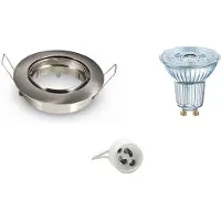 BES LED OSRAM - LED Spot Set - Parathom PAR16 940 36D - GU10 Fitting - Dimbaar - Inbouw Rond - Mat Chroom - 3.7W - Natuurlijk Wit 4000K - Kantelbaar Ø82mm