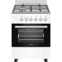 Wiggo - WO-E603A(WX) - Vrijstaand - Gasfornuis - Serie 3 - 60 cm - 66 Liter - 4 pitten - Energieklasse A - 5 jaar garantie - Wit Rvs