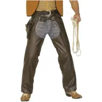 Widmann Wilde westen kostuum - Cowboy - heren verkleed kleding - Lederlook chaps - overbroek M/L