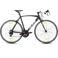 Hiland Racefiets - 700 x 32C - 14 Versnellingen - Lichtgewicht Aluminium Frame - Wielrenfiets voor Heren & Dames - Zwart 49
