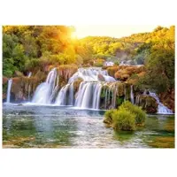 WALLARENA - Fotobehang - 200x140 cm - 3D waterval landschap voor slaapkamer en woonkamer