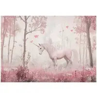 WALLARENA - Fotobehang - 200x140 cm - fotobehang voor meisjes met een eenhoorn in het bos van vliesbehang