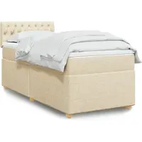 vidaXL Boxspring met matras stof crèmekleurig 80x200 cm