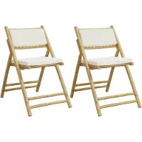 vidaXL Bistrostoelen, 2 stuks, inklapbaar, met kussen, bamboe