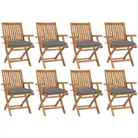 vidaXL Tuinstoelen 8 st inklapbaar met kussens massief teakhout