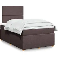 vidaXL Boxspring met matras stof donkerbruin 120x190 cm