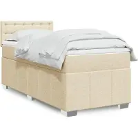 vidaXL Boxspring met matras stof crèmekleurig 90x200 cm