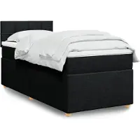 vidaXL Boxspring met matras stof zwart 100x200 cm