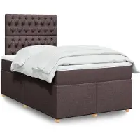 vidaXL Boxspring met matras stof donkerbruin 120x190 cm