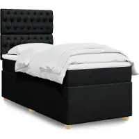 vidaXL Boxspring met matras stof zwart 100x200 cm