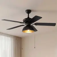 LUCANDE plafondventilator met verlichting Shamoian, stil, Ø 130 cm Shamoian, zwart, Woon-/ Eetkamer, metaal, Vintage