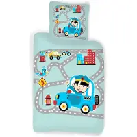 Cofi1453® Ledikant dekbedovertrek Politie - katoen - 100x140cm