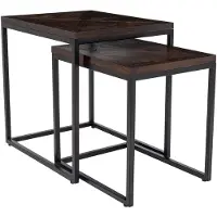 CLP Talero Bijzettafel Set van 2 - Nesttafels - Mindihout - Ruimtebesparend - Metalen frame - Moderne salontafels - bruin