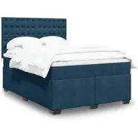 vidaXL Boxspring met matras fluweel blauw 140x190 cm