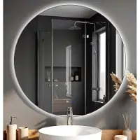CLP Vendula LED Badkamerspiegel Rond - Touchdimmer - 3 Lichtstanden - Anti-condens - Frameloze Wandspiegel - Ø 70 helder/glas