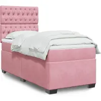 vidaXL Boxspring met matras fluweel roze 90x200 cm