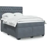 vidaXL Boxspring met matras fluweel donkergrijs 140x190 cm